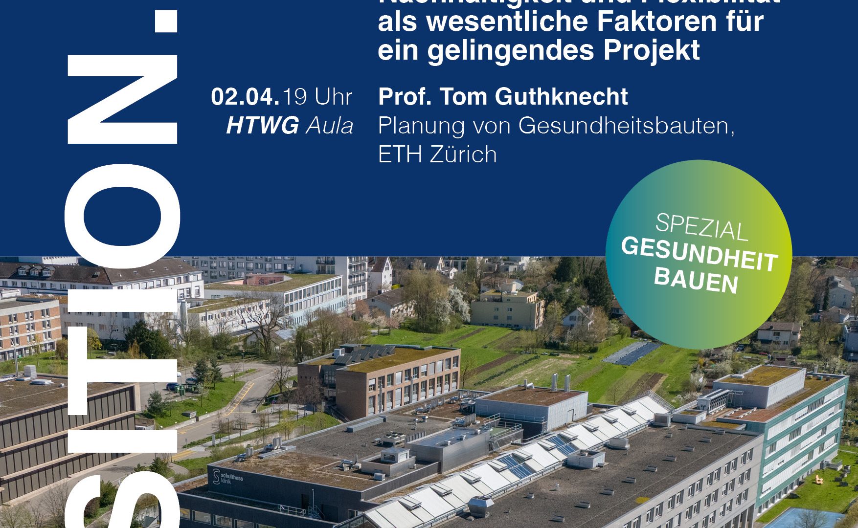 Plakat Positionen Gesundheit bauen. Herr Prof. Tom Guthknecht